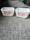 Set Of 2 Vintage Pyrex Pink Gooseberry 1.5 Cup 0501 Refrigerator Dishes 1950s