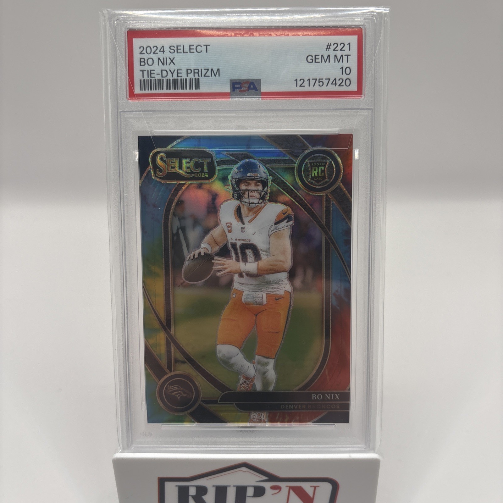 2024 Panini Select - Club Level Bo Nix #221 Tie-Dye Prizm /25 (RC)