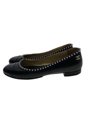 Chanel Flat Pumps 38 Nvy Leather JuW33