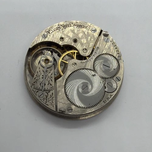 Elgin 16 Size Running Antique Hunting Pocket Watch Movement, Nice Dial Runs 137