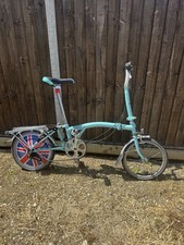Brompton Folding Bike 16in Wheels Blue Rear Rack Mudguards Unisex Adults