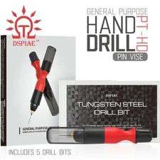 DSPIAE: Hand Drill - General Purpose Hobby Drill with 5 Bits - PT-HD - Pin Vise