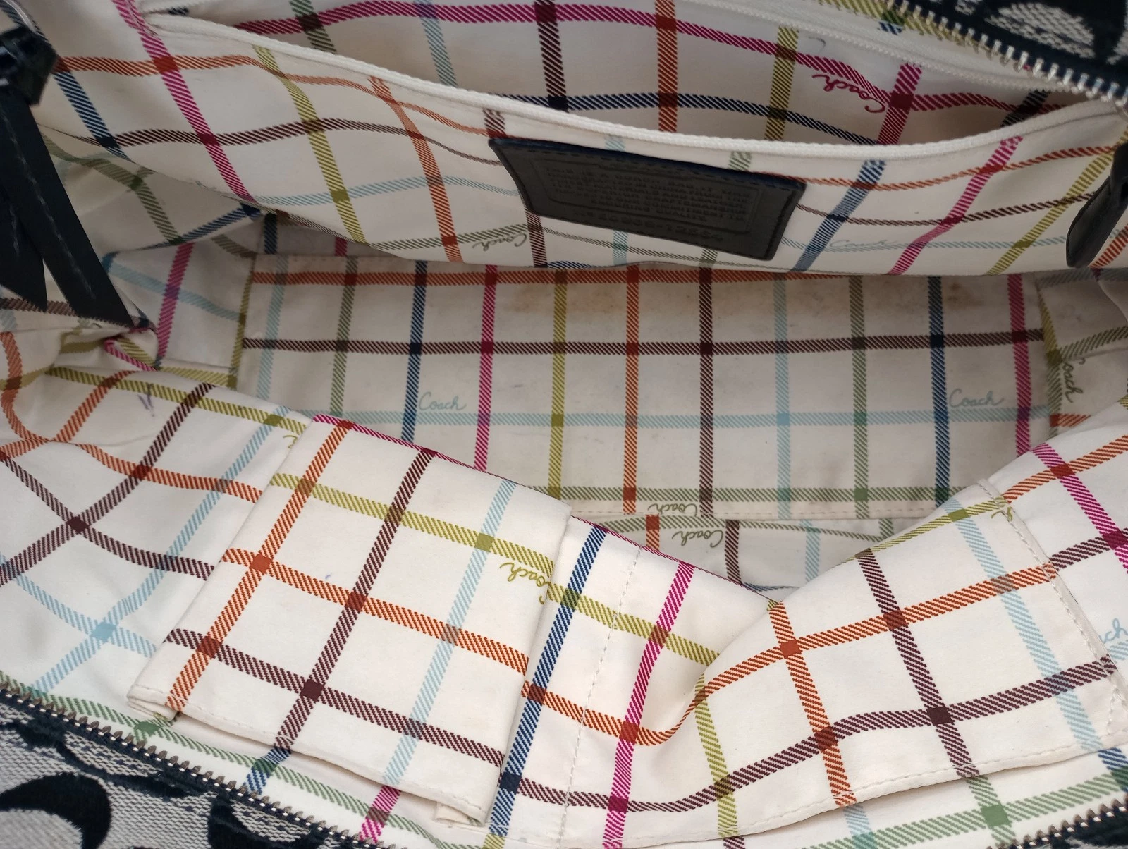 Borsa a tracolla Coach Bleecker Signature nera tela bordo pelle manico superiore