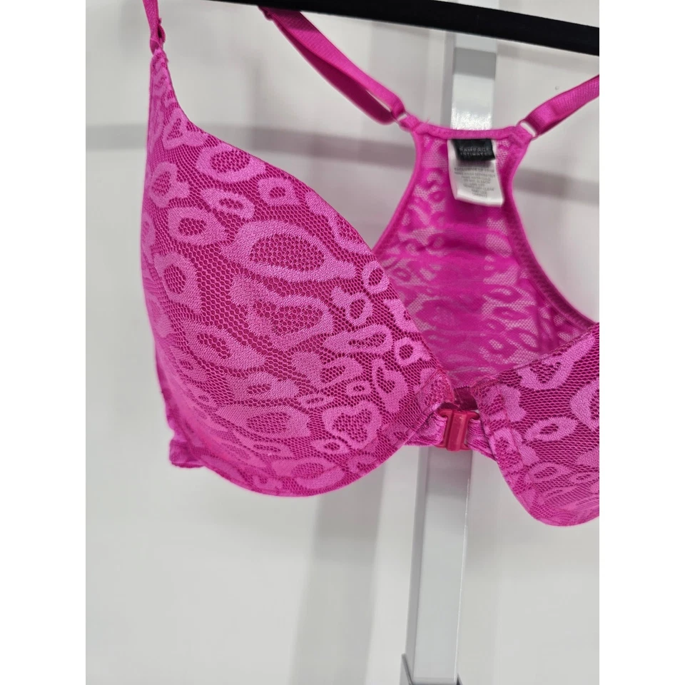 Sujetador Camiseta Sujetador Vintage Y2K Rampage Intimates Talla 34D Cierre Frontal Rosa Leopardo Encaje Foto 2 de 4