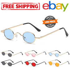 Retro Oval John Lennon Sunglasses Metal Frame Steampunk Round Vintage Glasses