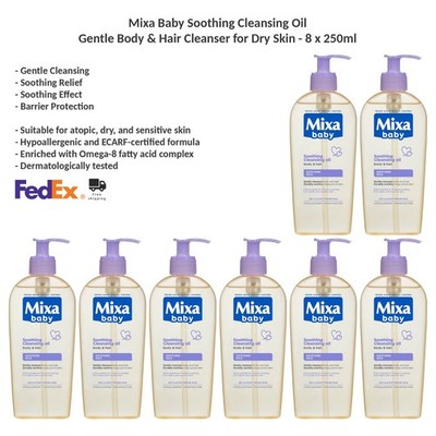 Mixa Baby Beruhigendes Cleansing Oil für Körper & Haar bei Trockener Haut x8
