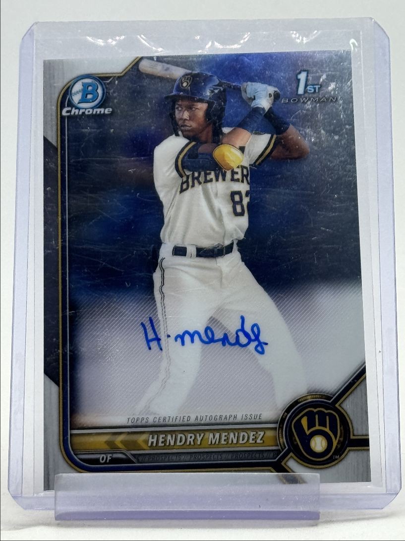 HENDRY MENDEZ 2022 BOWMAN CHROME 1ST AUTOGRAPH BASE BREWERS AUTO Q2956