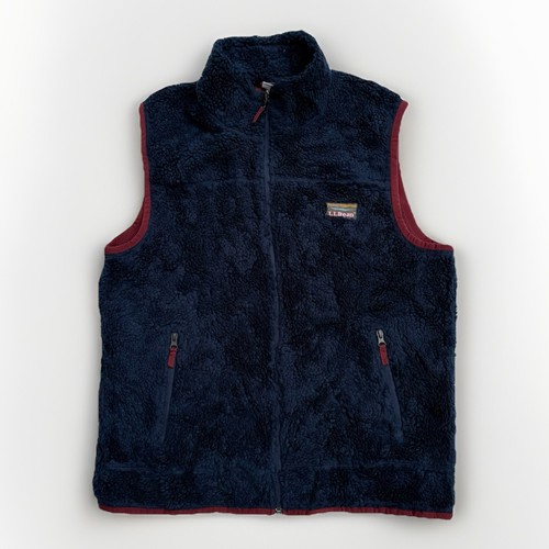 L.L. Bean Men’s Size Large Vest Deep Pile Sherpa Fleece Full Zip Hiking Navy