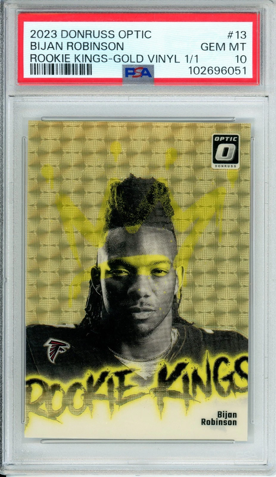 Bijan Robinson Panini Donruss Optic Rookie Kings #13 Gold Vinyl 1/1