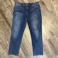 CHICO S Jeans Women s 0.5 Blue Perfect Stretch Girlfriend Slim Leg Capri Denim