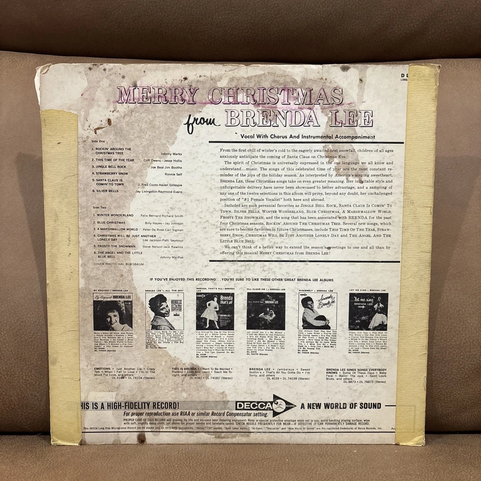 BRENDA LEE - ROCKIN' AROUND THE CHRISTMAS TREE 1987 США ВИНИЛ/ПЛАСТИНКА США  - Изображение 2 из 2