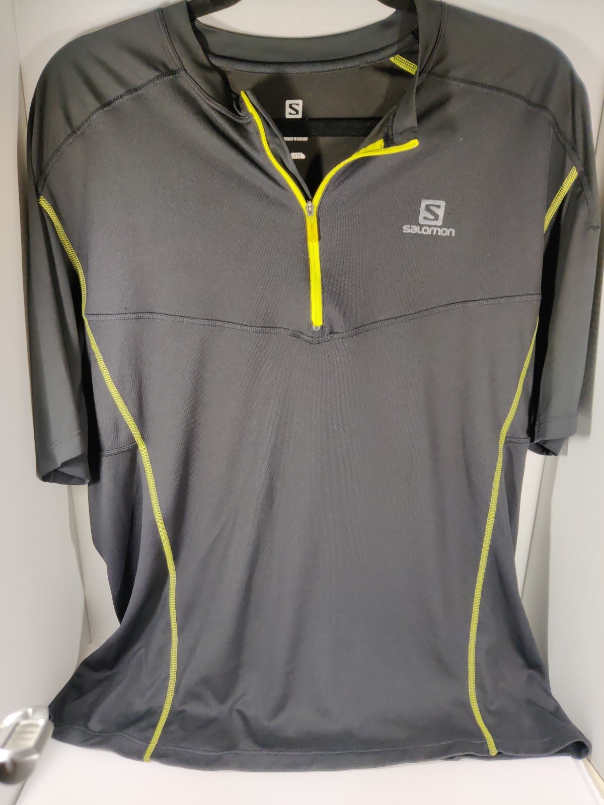 Salomon Acti Lite 1 2 Zip Manica Corta Running T Shirt Uomo XLarge Nero
