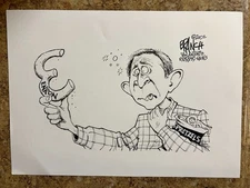 Rare Original Published Political Cartoon George W. Bush Enron Pretzel 2002