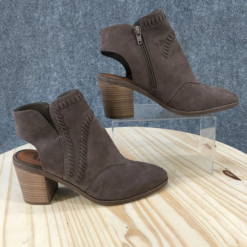 Sonoma Boots Womens 8.5 M Casting Ankle Bootie Brown Cut-Out Casual Block Heels - Image 2 of 4