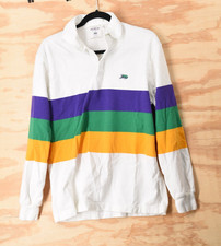Perlis Crawfish Mardi Gras Chest Stripe L/S Rugby Polo Shirt Mens XS - USA Made