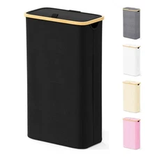 SpaceAid Slim Laundry Hamper with Lid 65L Narrow Clothes Basket Bin with Bamb...