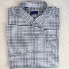 David Donahue Shirt Mens XXL Green Plaid 100 Cotton Button Up NWOT