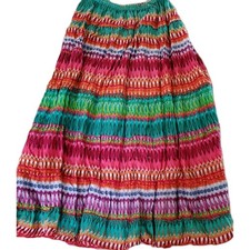 Vintage Jane Ashley Circle Tiered Maxi Skirt Broomstick Boho Festival Medium