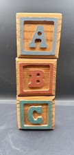 Vintage Alphabet Wood ABC Blocks Letter Decor Child's Room Coubtry Decor