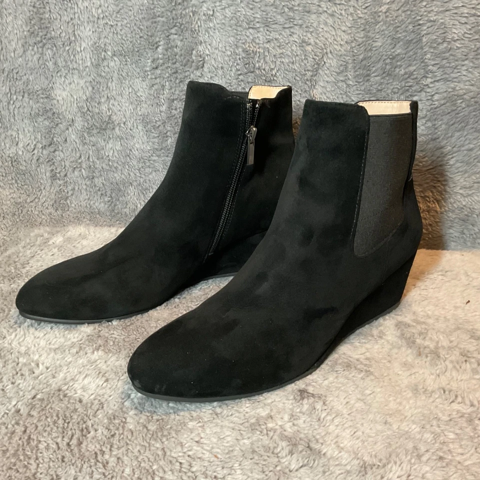 Nuevas Botas Pelle Moda Mujeres Negras Gamuza Cuña Tobillo Cremallera Talla 9M Tendencia Otoño Gamuza Foto 3 de 4