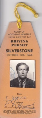 1968 SILVERSTONE GUILD OF MOTORING WRITERS MOTOR SHOW TEST DAY PERMIT TICKET - Image 1 of 2