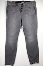 Torrid Bombshell Skinny Jeans Sz 18R Gray Button Fly Cotton Raw Hem Stretch