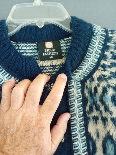 Blue New Wool Fjord Fashion Vintage Women's Sweater Made in Norway Size 40 - Picture 2 of 6