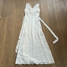 Insane vintage silk White Ivory slip dress embroidered Lace fit S