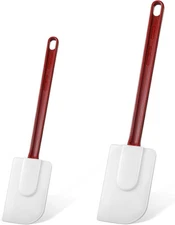 Lounsweer 2 Pcs Heat Resistant Rubber Spatula 10 Inch 10 ,14 Inch, white, red 