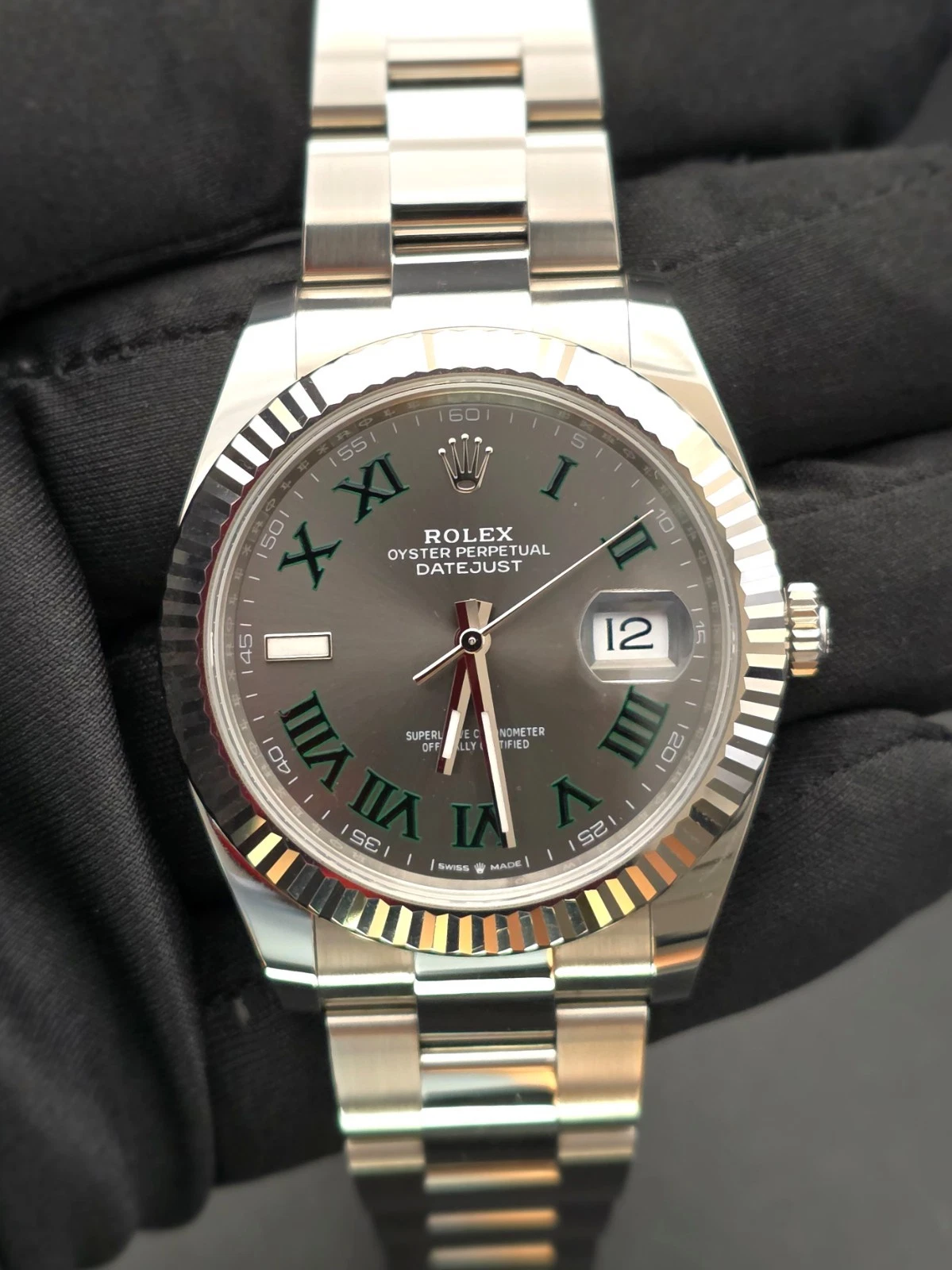 2025 Rolex Datejust 41 Wimbledon Dial 126334 Stainless Steel Oyster Fluted Bezel