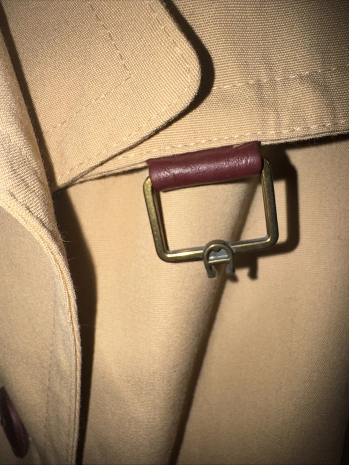 Gabardina de Colección Años 90 Etienne Aigner Para Mujer Talla 8 S Tostada Cinturón Forrado Doble Pecho Foto 3 de 4