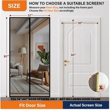 30x80 Magnetic Screen Door for Sliding Doors, Front Doors