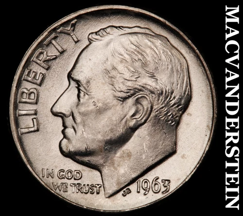 1963-D Roosevelt Dime- Silver Choice Gem Brilliant Uncirculated Luster #i5664