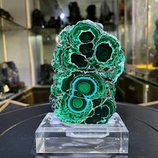 986g Natural silicon malachite quartz crystal Mineral specimen +stand