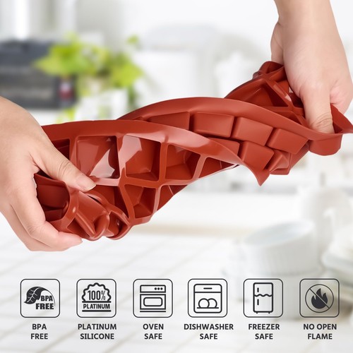 Puyeipt 2 Pack Square Silicone Chocolate Molds, 40-Cavity Candy Molds, Mini Ice - Picture 3 of 7