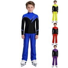 Kids Boys Sets Dance Outfit Performance Costume Stage Mock Neck Pants Shiny