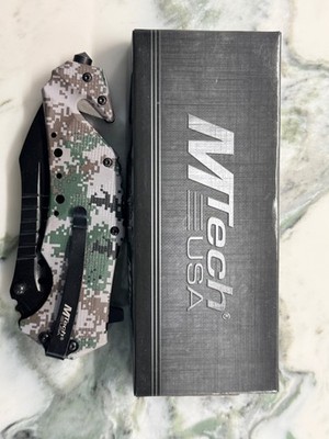 Mtech camouflage folding knife with window breaking point MT-A845DG