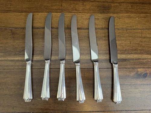 6 Gorham Fairfax Knives 8.5" 2 Marked Sterling Handle 4 Match