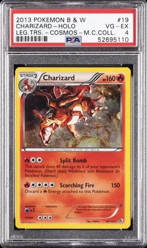 2013 POKEMON BLACK & WHITE LEGENDARY TREASURES #19 CHARIZARD-HOLO PSA 4