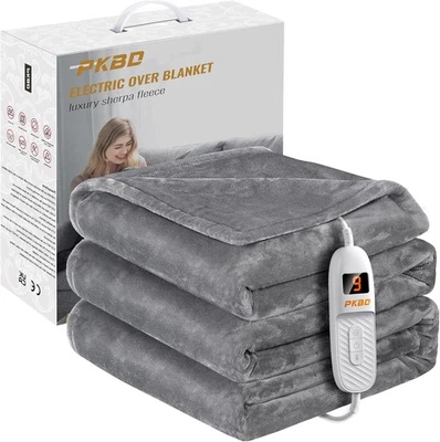PKBD Heizdecke 190x130CM,Flanell Elektrische Wärmedecke mit Abschaltautomatik,9