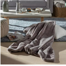Save 50% - Habitat Faux Fur Plain Throw - Grey - 125cm x 150cm