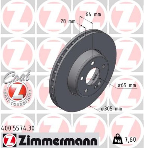 2X Zimmermann Bremsscheibe Formula S 400.5574.30 FüR Mercedes Klasse W206 Model-image