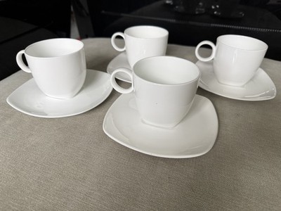 4 x Maxwell & Williams Cashmere Fine Bone China weiß Tassen & Untertassen