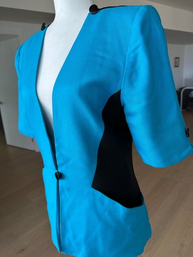 Nina Ricci PARIS Haute Couture Women /Blue Jacket Size 6-8 Thierry Mugler style - Picture 2 of 16