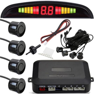 Rückfahrwarner PDC KFZ Einparkhilfe 4 Sensoren LED System Parkhilfe Schwarz Reto