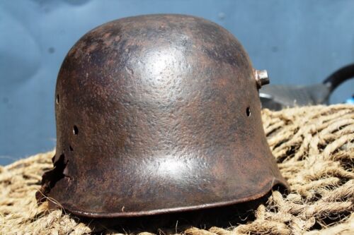 WW1 German Army Helmet with battle damage, found in Belgium with more, No8