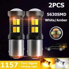 1157 LED DRL Switchback Turn Signal Indicator Parking White/Amber Light Bulbs 2X