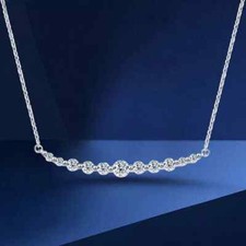 Lab Created Diamond 1Ct Round Cut Smile Necklace Pendant 14K White Gold Plated