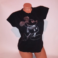 Disney Mickey Mouse T Shirt Large black Silver Graphic Tee Short Sleeve