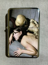 Alien Couple Weird Surrealistic Flip Top Oil Lighter Windproof